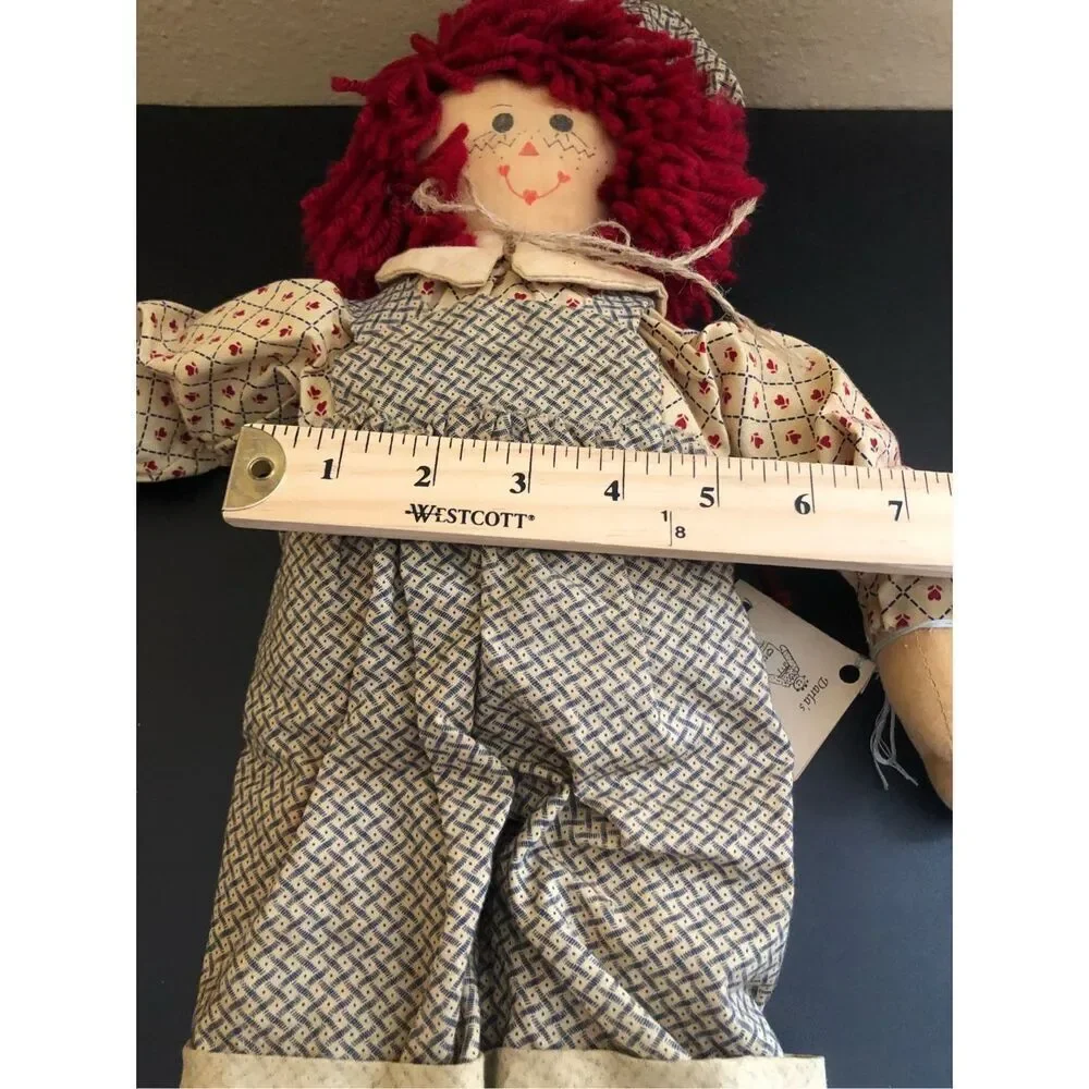 Vintage Darla’s Dolls Rag Doll Pair Handmade Red Yarn Hair 19in